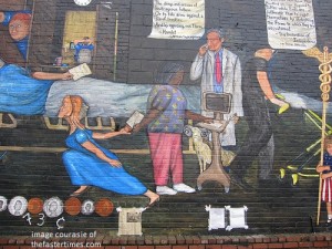 73 Cents Mural - Nurse turned away from the patient
